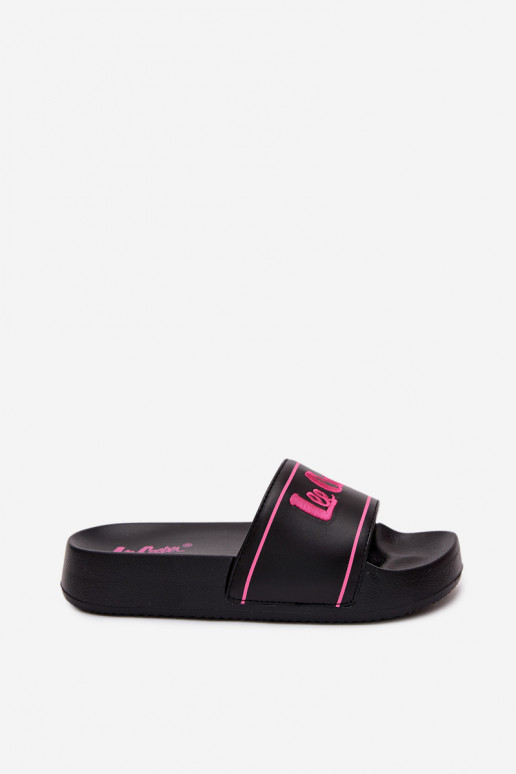 Damen schwarze Slipper mit Plattform Lee Cooper