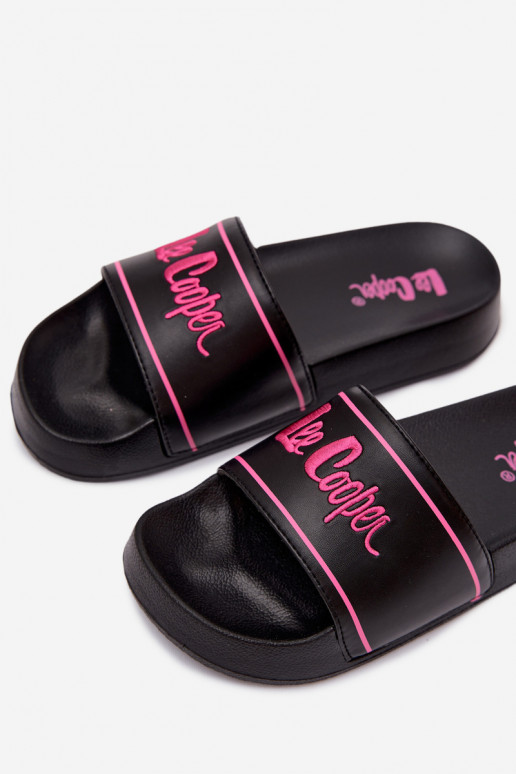 Damen schwarze Slipper mit Plattform Lee Cooper