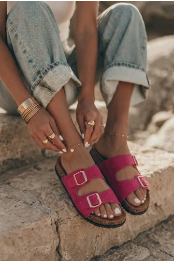 Damen rosa Slipper mit Schnallen Brigid