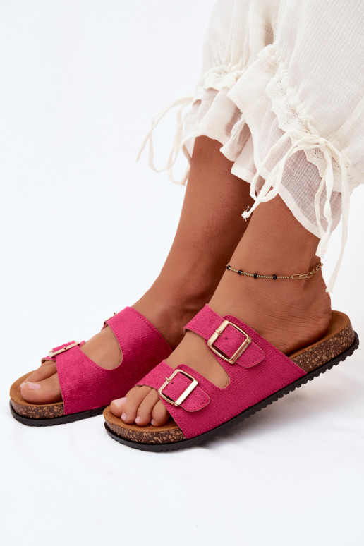 Damen rosa Slipper mit Schnallen Brigid