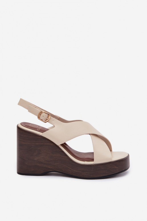 Damen-Sandalen aus Kunstleder in Sandfarbe Janivra