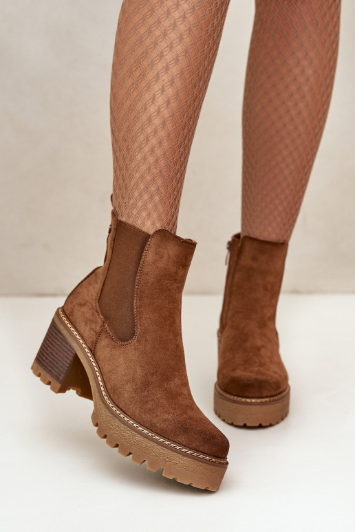 Damen isolierte Stiefeletten aus Kunstsuede in brauner Farbe Irissinae