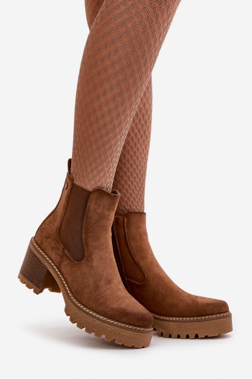Damen isolierte Stiefeletten aus Kunstsuede in brauner Farbe Irissinae