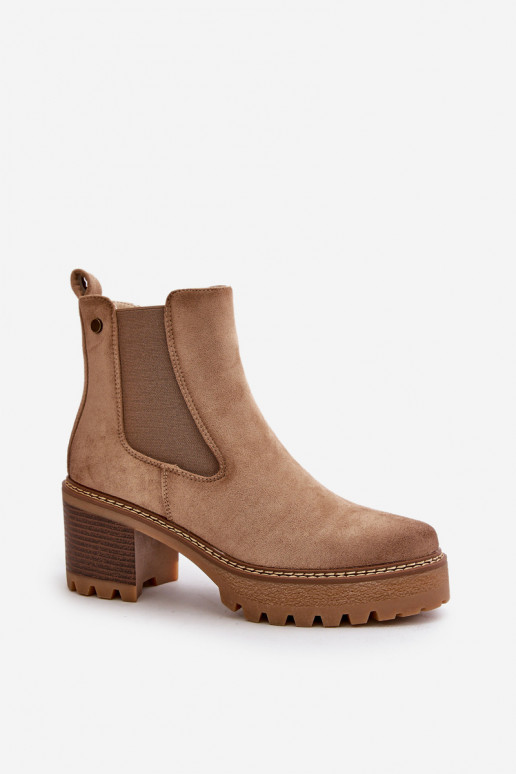 Damen isolierte Stiefeletten aus Kunstsuede in Sandfarbe Irissinae