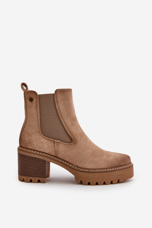 Damen isolierte Stiefeletten aus Kunstsuede in Sandfarbe Irissinae