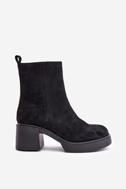 Damen warme Stiefeletten aus Kunstsuede mit Absatz in schwarzer Farbe Meriluna