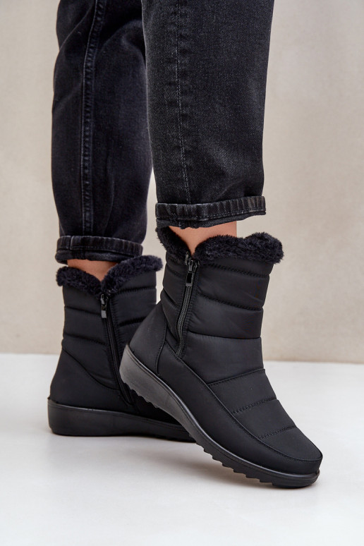 Damen Schneestiefel mit Fell in Schwarz Fiorittia