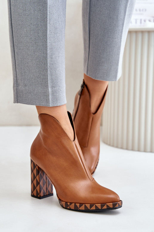 Braune Lederstiefeletten mit Absätzen Laura Messi 2836