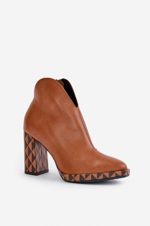 Braune Lederstiefeletten mit Absätzen Laura Messi 2836