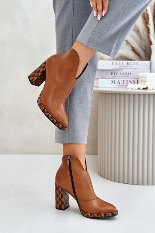 Braune Lederstiefeletten mit Absätzen Laura Messi 2836