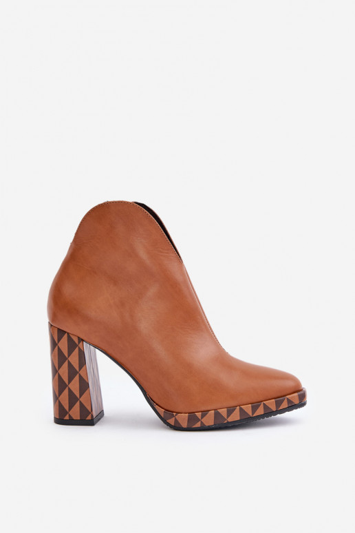 Braune Lederstiefeletten mit Absätzen Laura Messi 2836