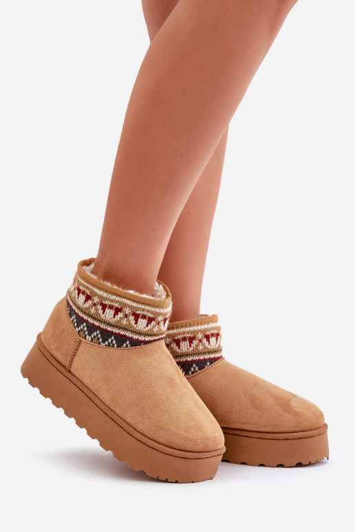 Braune Schneestiefel mit Mustern und Plattform Avatharia