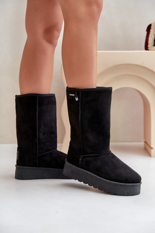 Schwarze hohe Schneestiefel mit Plattform Big Star OO274895