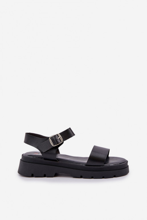 Schwarze Damen Sandalen mit Plattform Evaretha