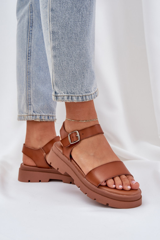 Braune Damen Sandalen mit Plattform Evaretha