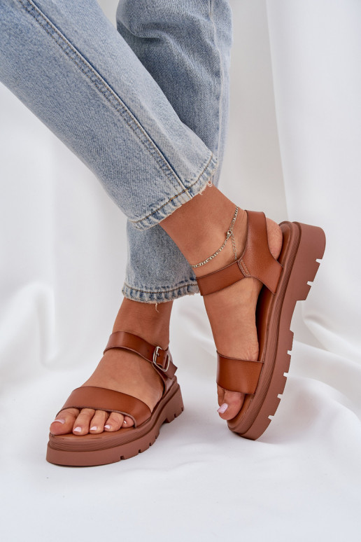 Braune Damen Sandalen mit Plattform Evaretha