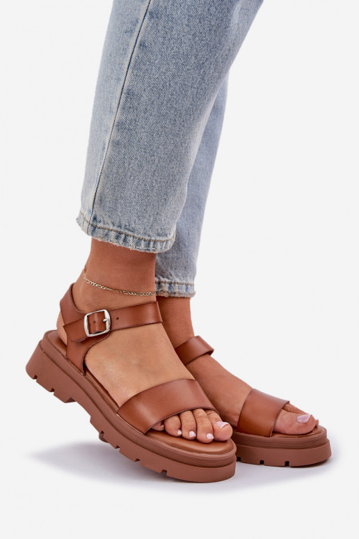Braune Damen Sandalen mit Plattform Evaretha