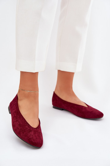 Klassische Ballerinas aus bordeaux Kunstveloursleder Osallin