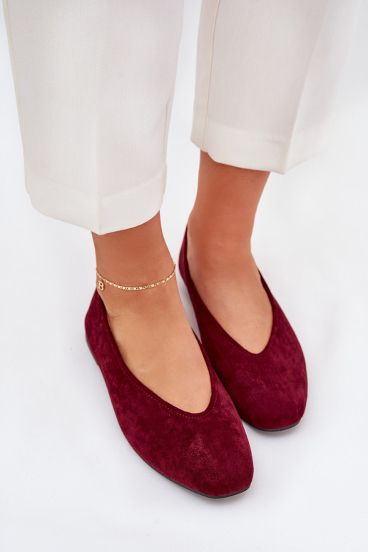 Klassische Ballerinas aus bordeaux Kunstveloursleder Osallin