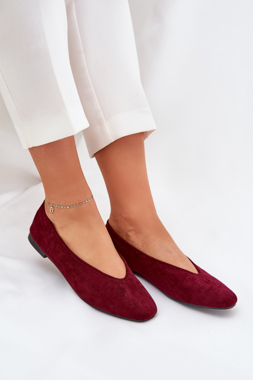 Klassische Ballerinas aus bordeaux Kunstveloursleder Osallin
