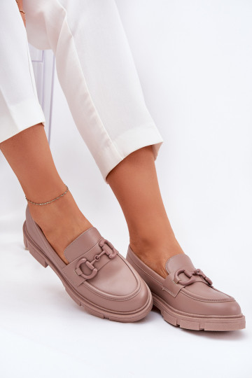 Damen-Mokassins mit dekorativen Details in khaki Kunstleder Seftass