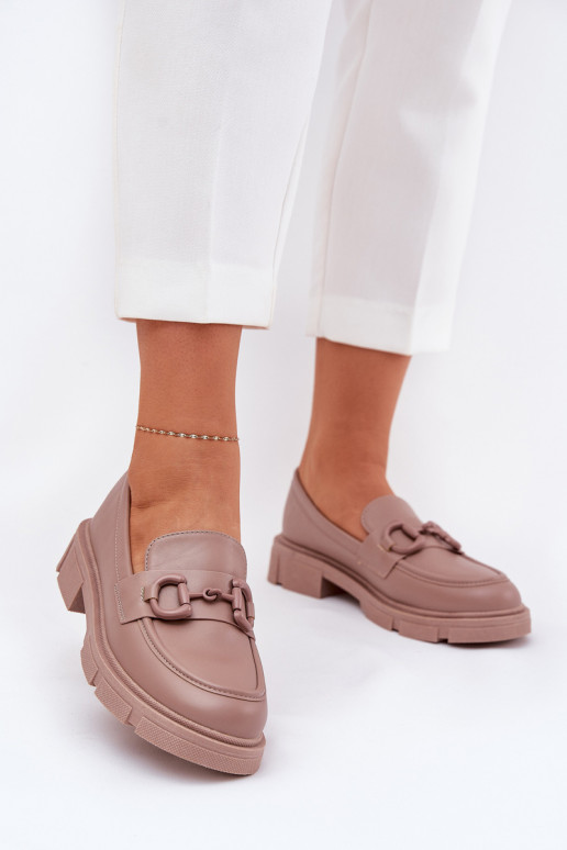 Damen-Mokassins mit dekorativen Details in khaki Kunstleder Seftass