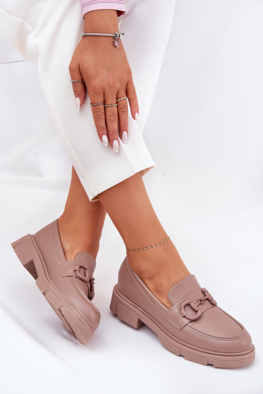 Damen-Mokassins mit dekorativen Details in khaki Kunstleder Seftass