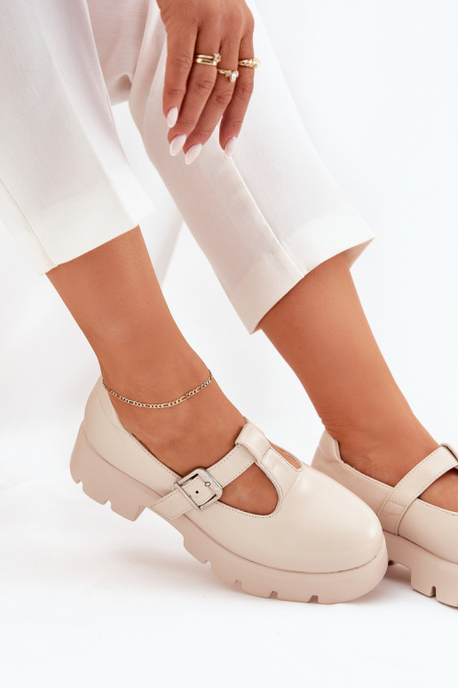 Damen Schuhe mit Schnallen auf Plattform in Sand Venda