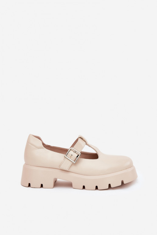 Damen Schuhe mit Schnallen auf Plattform in Sand Venda