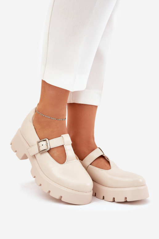 Damen Schuhe mit Schnallen auf Plattform in Sand Venda