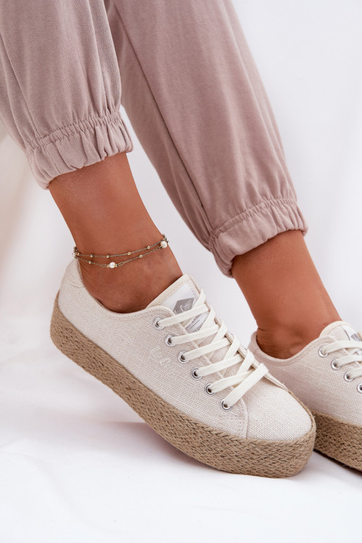 Freizeitschuhe mit Plattform Lee Cooper LCIN-25-02-3284 in Elfenbein