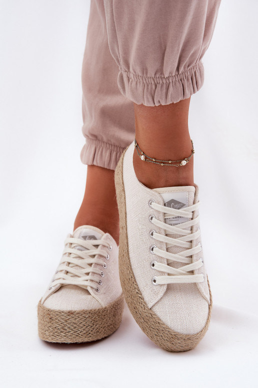Freizeitschuhe mit Plattform Lee Cooper LCIN-25-02-3284 in Elfenbein