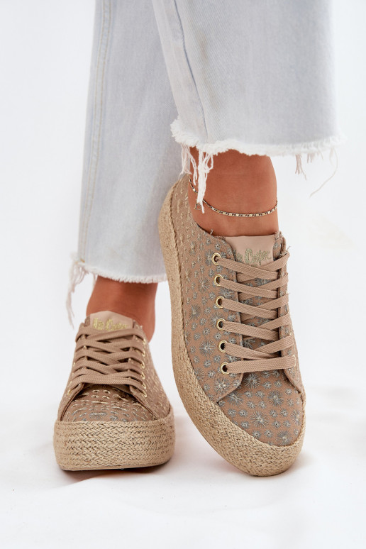gemusterte Freizeitschuhe mit Plattform in Khaki Lee Cooper LCIN-25-08-3646L