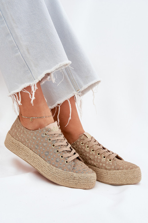 gemusterte Freizeitschuhe mit Plattform in Khaki Lee Cooper LCIN-25-08-3646L