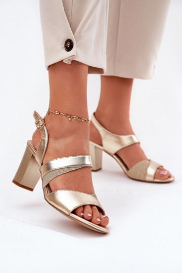 Damen Sandalen mit hohen Absätzen in Gold Sergio Leone SK866 2