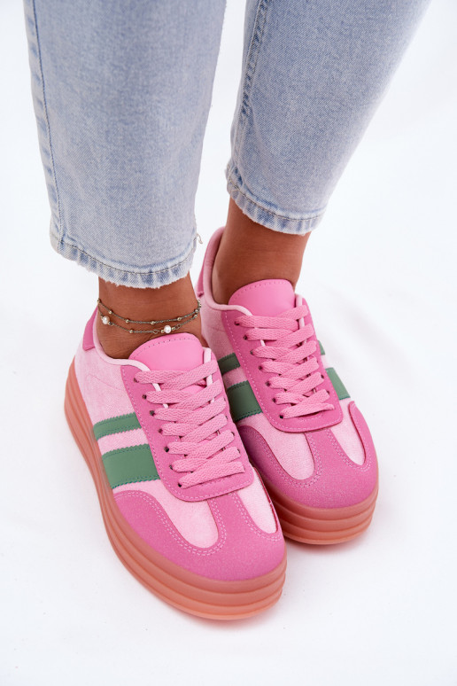 niedrige Sneakers mit Plattform in Rosa Ovivene