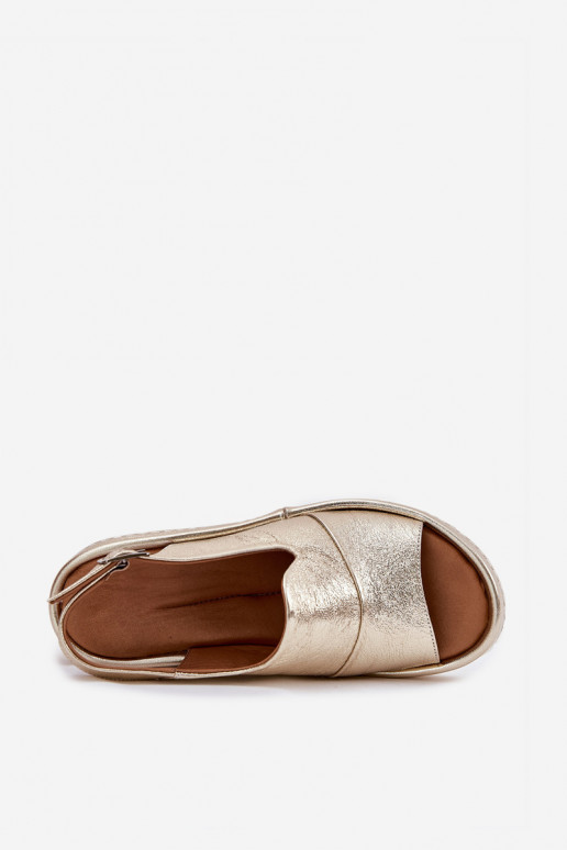 Ledersandalen für Damen mit Plattform in Gold Artiker 56C0920