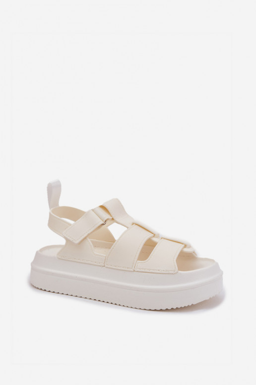 Damen-Platformsandalen in Elfenbein Nitavelia