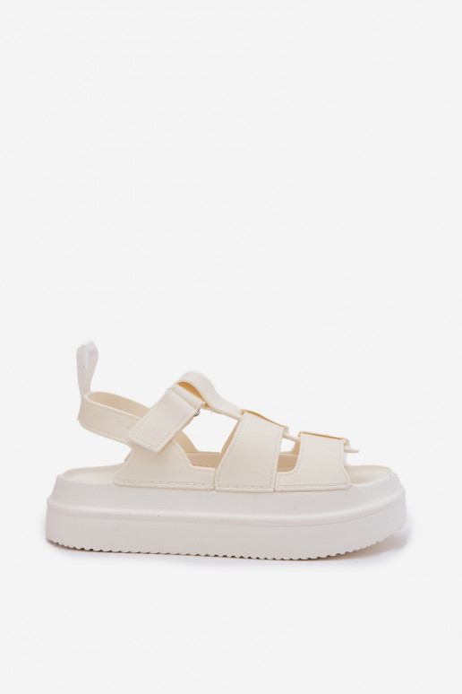 Damen-Platformsandalen in Elfenbein Nitavelia