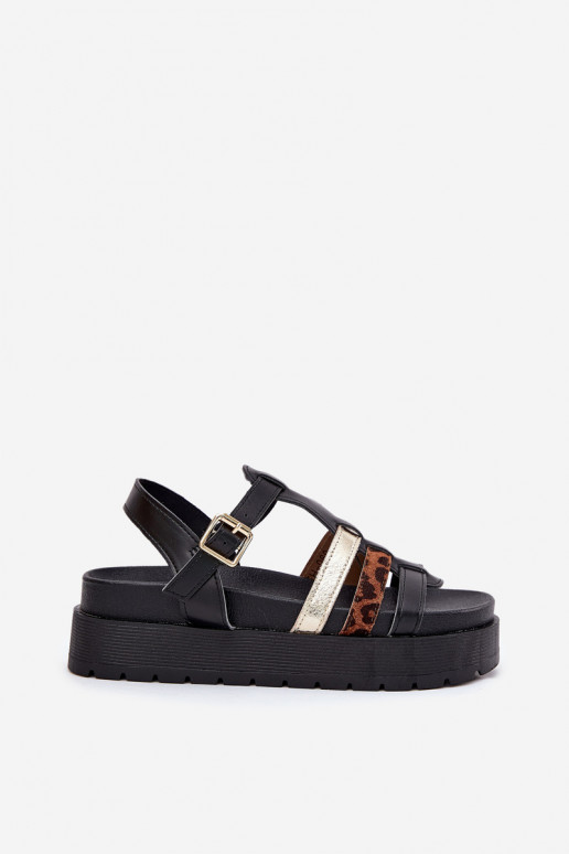 Damen-Sandalen mit Riemen auf der Plattform in schwarz Gallari