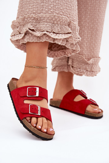 Damen-Platformsandalen mit Schnallen in rot Evisolla 2