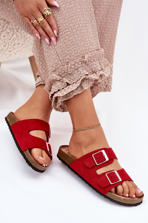 Damen-Platformsandalen mit Schnallen in rot Evisolla