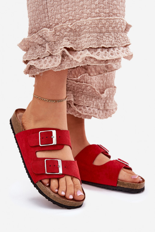 Damen-Platformsandalen mit Schnallen in rot Evisolla