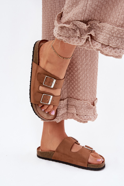 Damen-Platformsandalen mit Schnallen in braun Evisolla