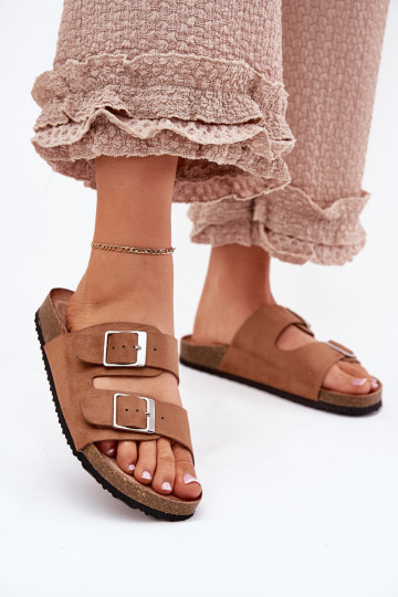 Damen-Platformsandalen mit Schnallen in braun Evisolla 2
