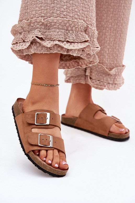 Damen-Platformsandalen mit Schnallen in braun Evisolla