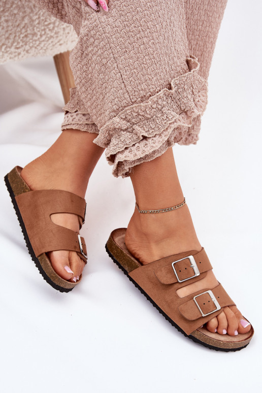 Damen-Platformsandalen mit Schnallen in braun Evisolla