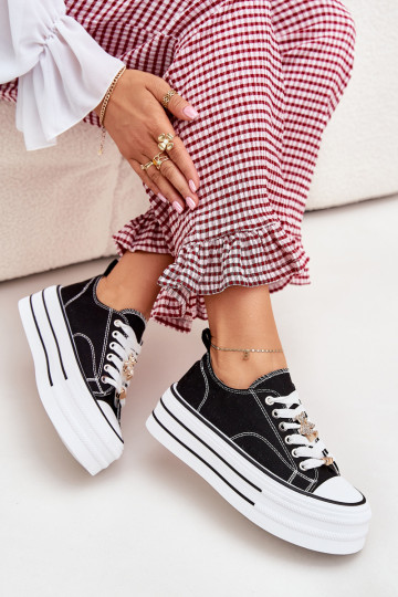 Freizeitschuhe mit Plattform in Gold und Schwarz Fiorina
