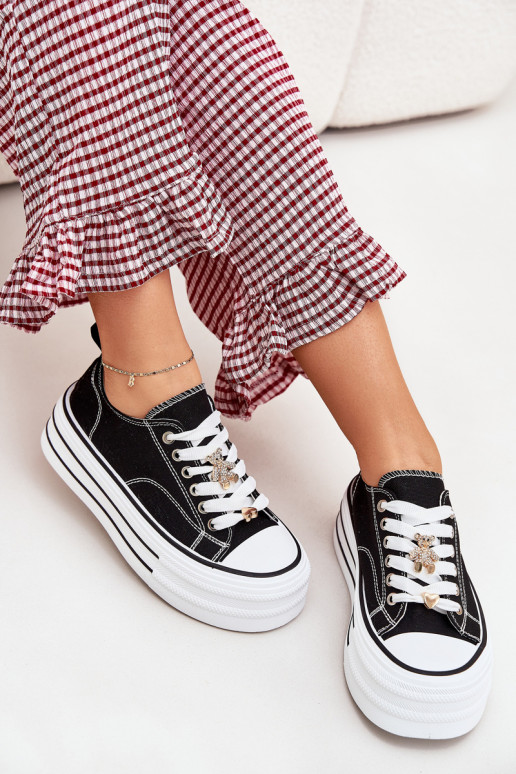 Freizeitschuhe mit Plattform in Gold und Schwarz Fiorina