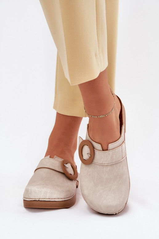 Damen-Clogs mit Schnallen in Sandfarbe Inblu TF000001